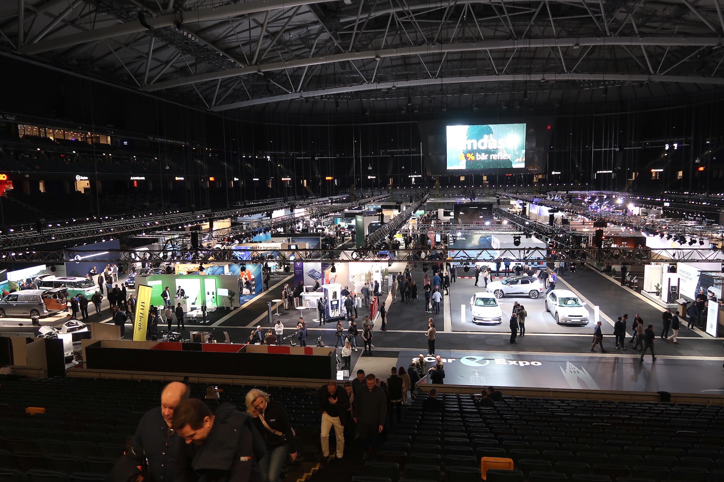 eCarExpo, Solna, Friends, Arena, Stockholm, fyrverkeri, elbilar, premiärer, bilsalong, Sverigepremiärer, Europapremiärer, Cadillac, Lotus, Polestar, Audi, VW, Cupra, Ford, Hyundai, Tesla.